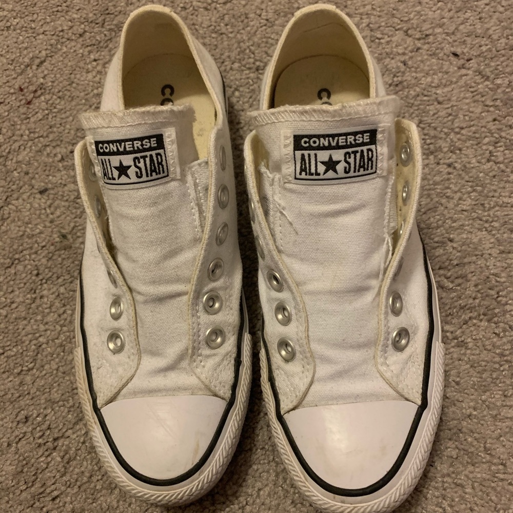 White Laceless Low Top Converse